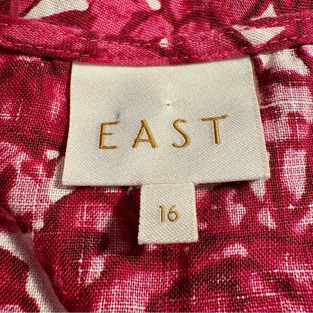 EAST Floral Linen A-Line Midi Dress Size 16 - Picture 6 of 8